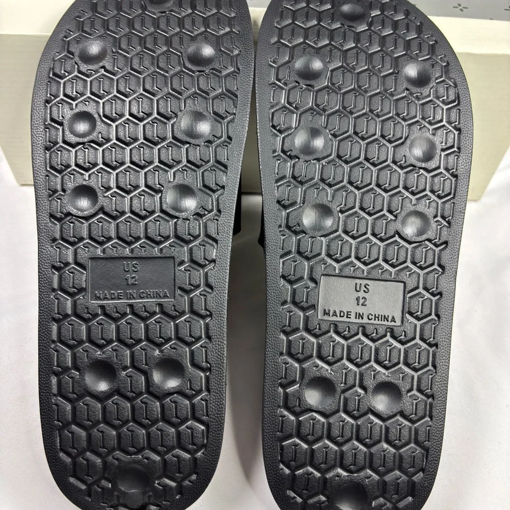 SUN + STONE “Ian” Black Slide Sandals • Size 12 Men’s  NWB‎